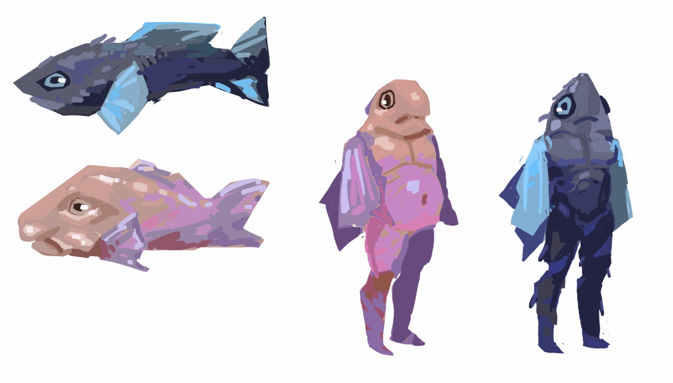 Blob fish art concepts, by Alex Ward